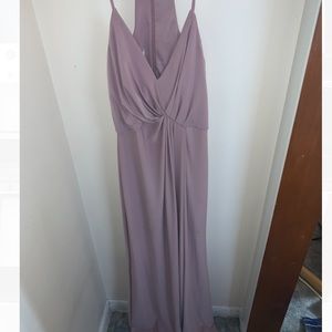 Long Light purple V-neck dress